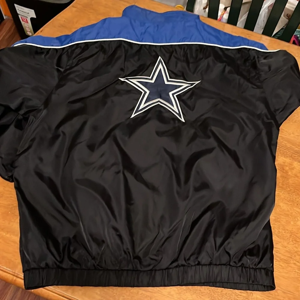 Dallas Cowboys Reebok Windbreaker Zip Up Jacket Blue Black White Mens XL